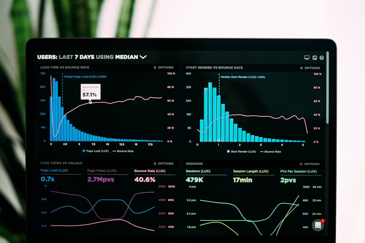 Student information analytics displayed on a laptop